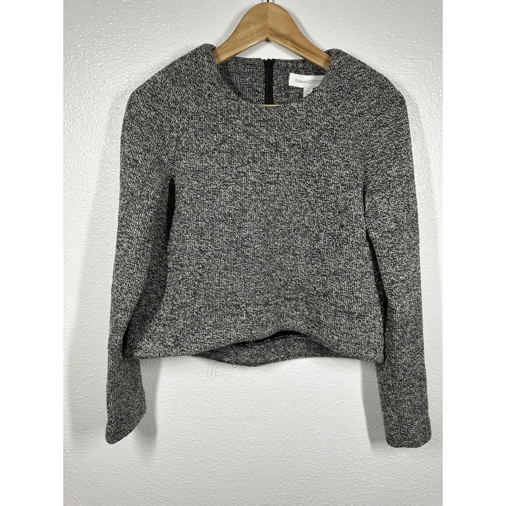 findersKEEPERS Sweater Womens Small Black White Symphone Knit‎ Marled Pullover